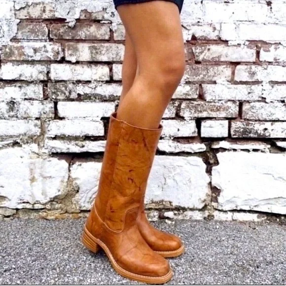 Frye Brown Leather Campus 14L Saddle Boots - Picture 5 of 5